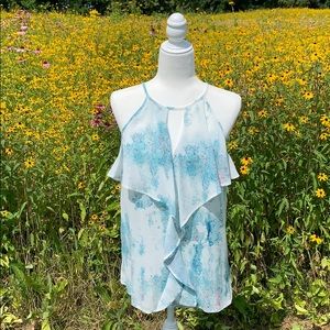 Massimo white, blue, pink halter top. Size Small.